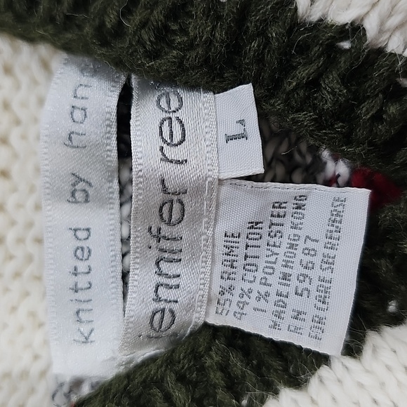 80s 90s Style Jennifer Reed Handknit Sweater Abstract Design & Cable Knit Waist - Picture 8 of 12